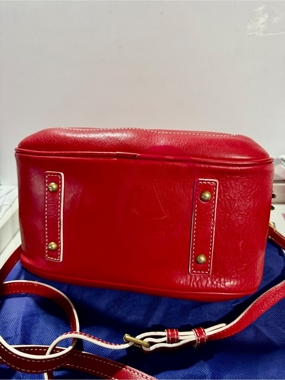 Dooney & Bourke Red Leather Satchel  Tassel Crossbody Strap Florentine Savannah - Picture 3 of 16